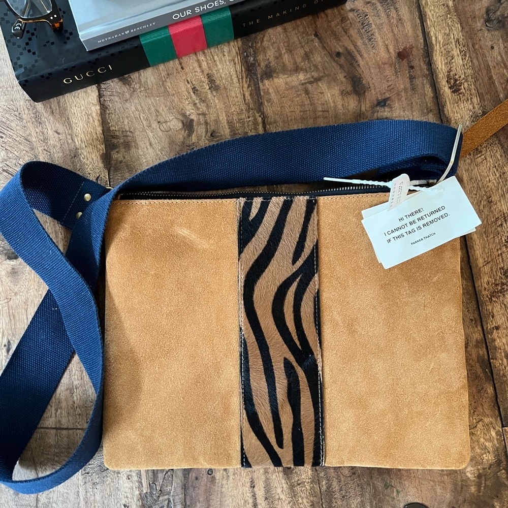 Parker Thatch Lee - Suede Caramel With Tiger Stripe - Navy Blue Strap × 1
